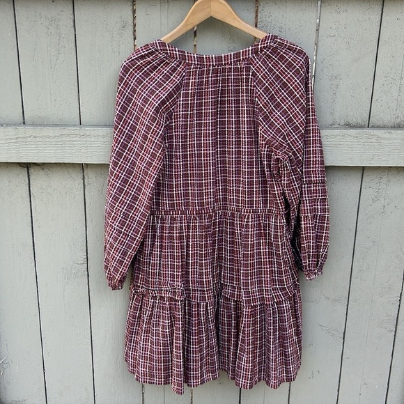 Madewell Oaklynn Drawstring Mini Dress Bohemian Hippie Festival Gingham Sz PS - Picture 8 of 9